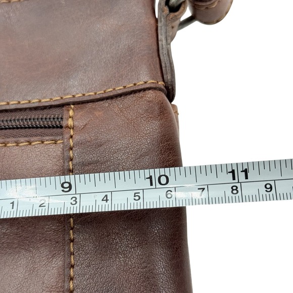 Jack Georges Voyager Leather City Crossbody Bag #7298 Brown Genuine Leather - Picture 9 of 10